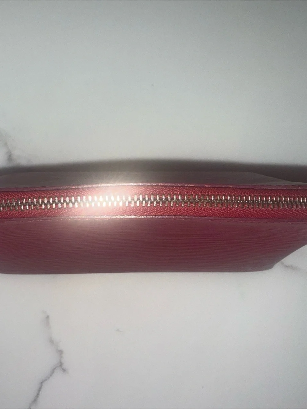 Authentic Louis Vuitton Red Textured Cosmetic Pouch